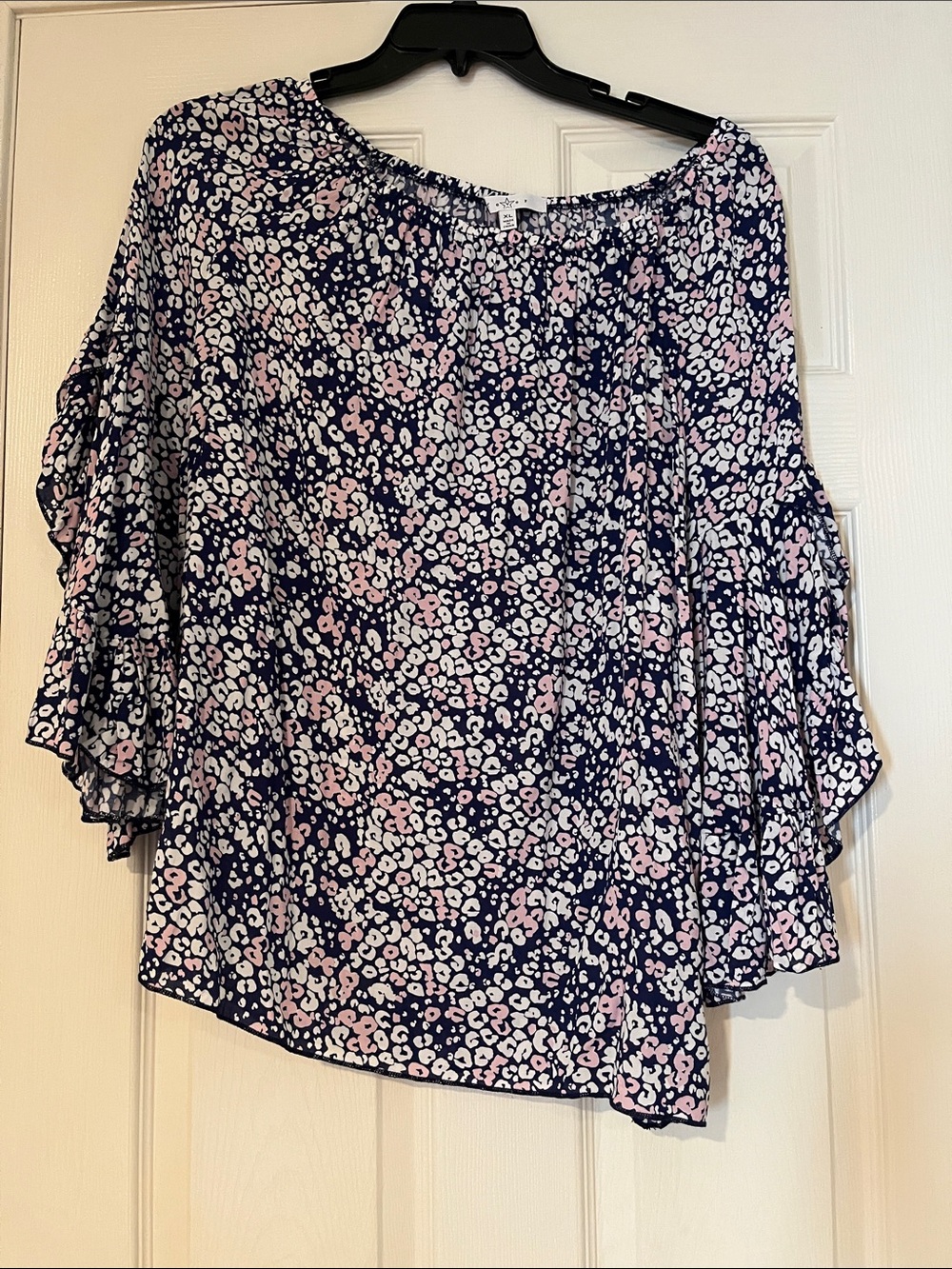 Fever Navy Top with Pink and White Floral Spots